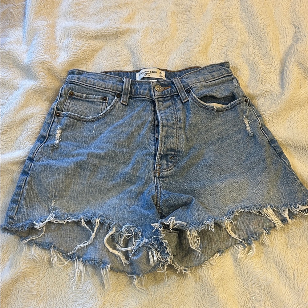 Abercrombie & Fitch Blue Frayed Jean Shorts
